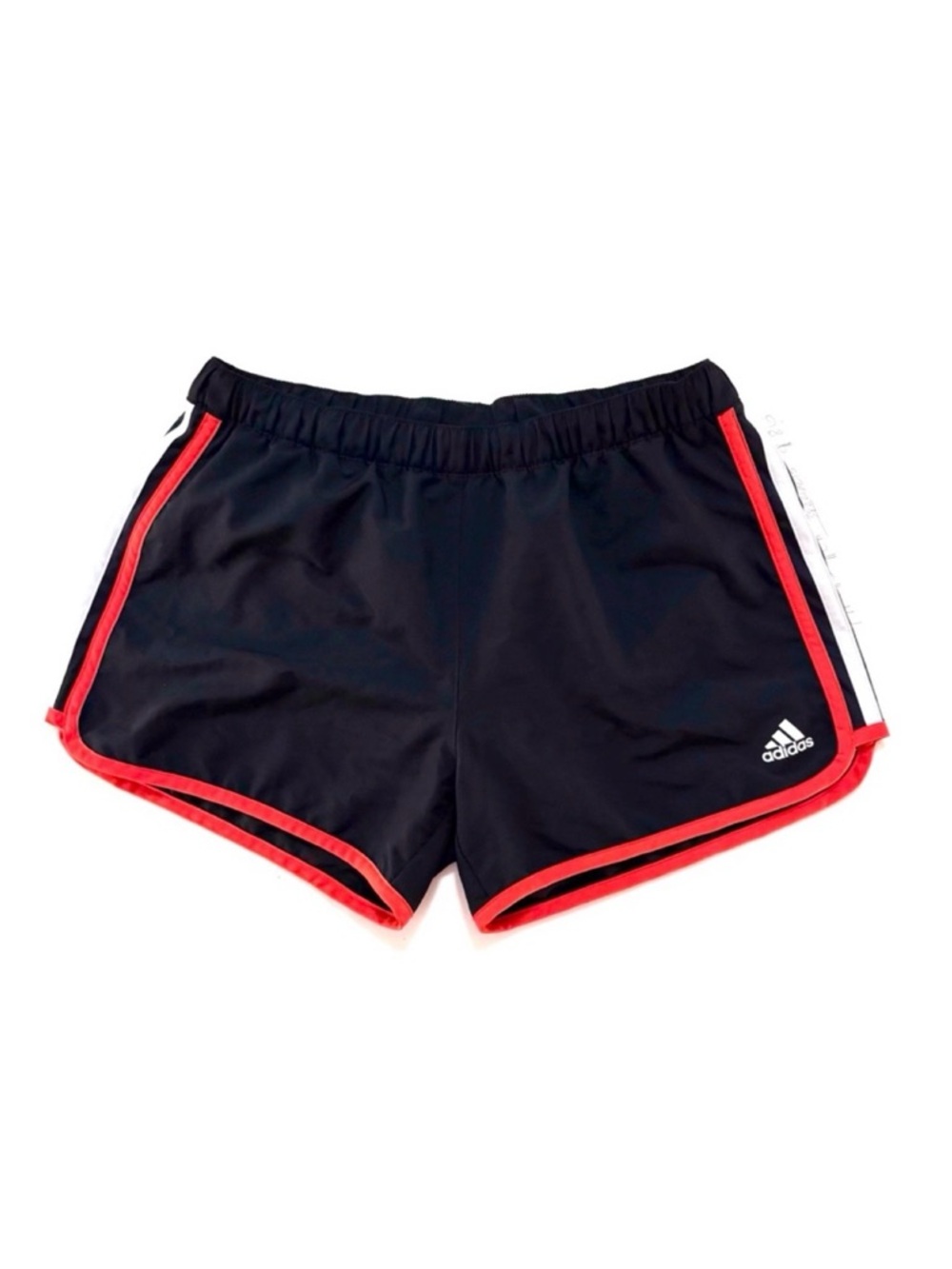 Adidas Marathon 10 Running Shorts Navy with Red & Light Blue Stripes 3" Inseam